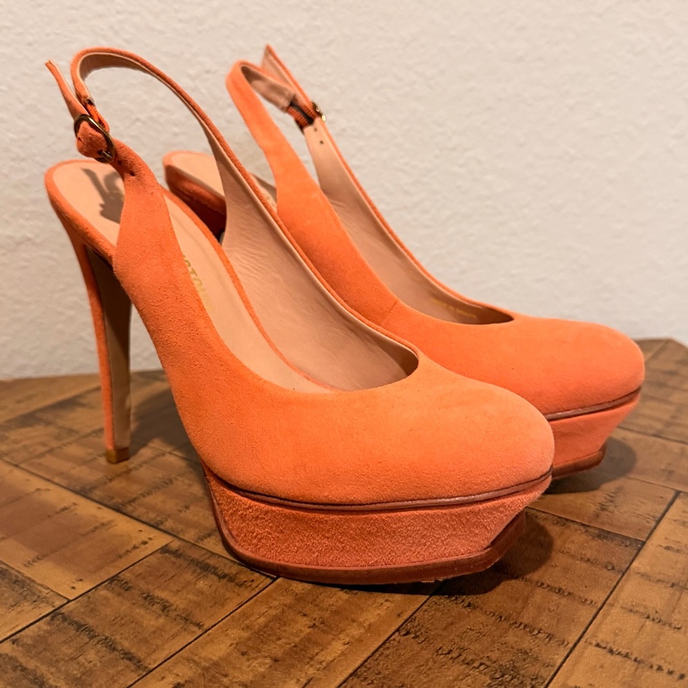 Pour La Victoire Vibrant Orange Platform Heels
